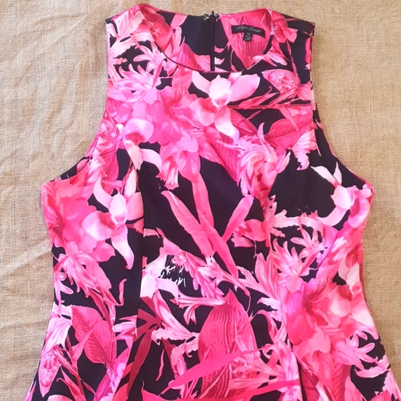PAPER CLOSET Size 12 Pink Tropical Floral Dress - Picture 2 of 5